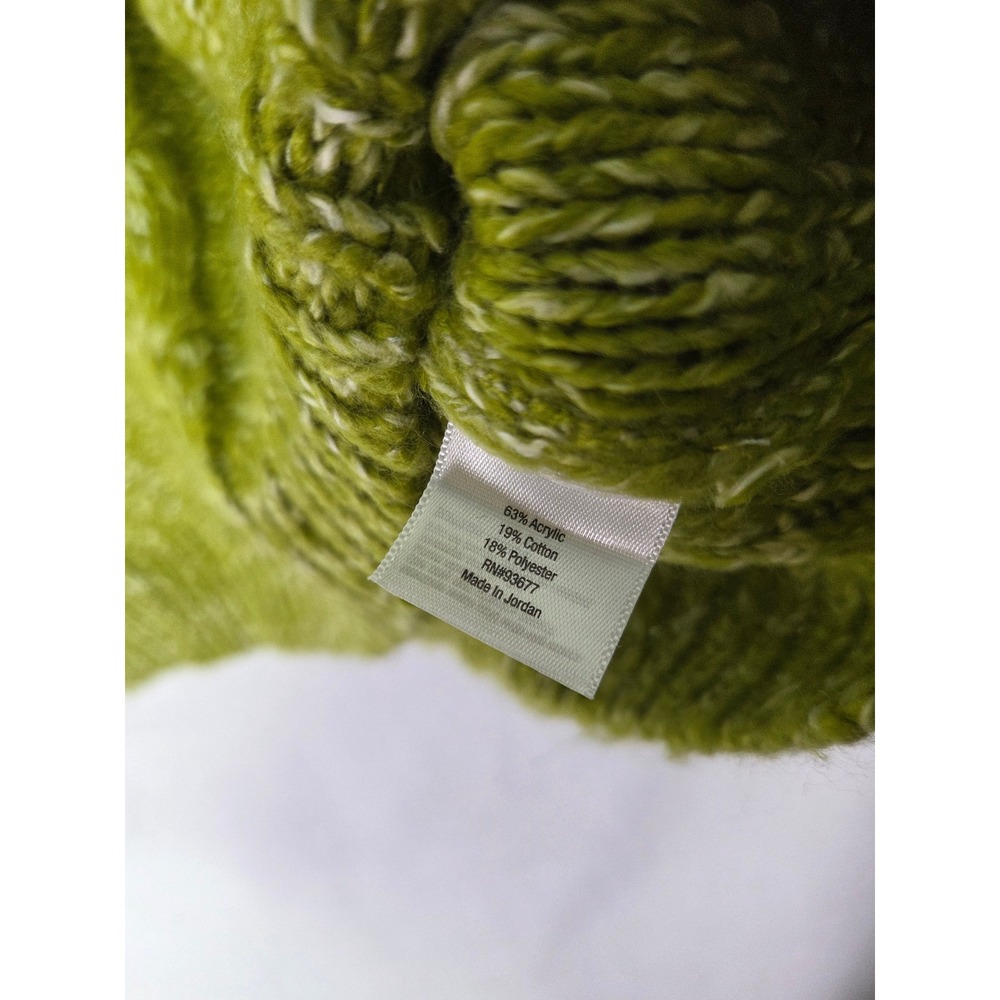 ST JOHN'S BAY Petite large Green Marled V-Neck Cable Knit Sweater - Picture 5 of 7